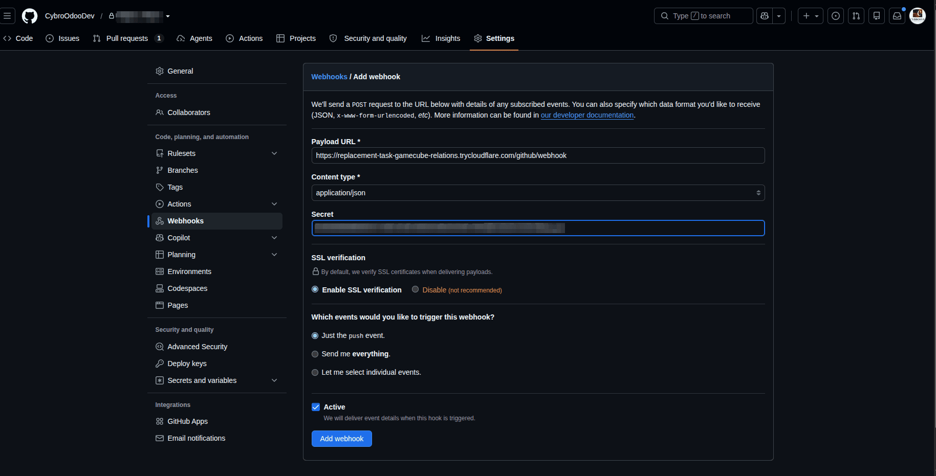 How to Set Up GitHub Webhooks for Automatic Odoo Updates-cybrosys
