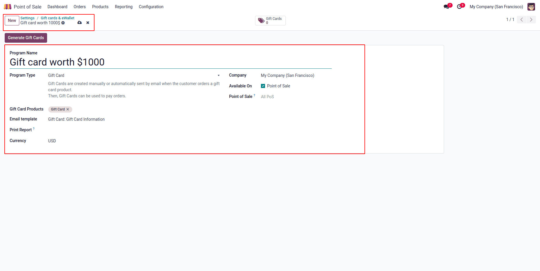 How to Set Up & Manage Gift Cards e-Wallets in Odoo 18 POS-cybrosys