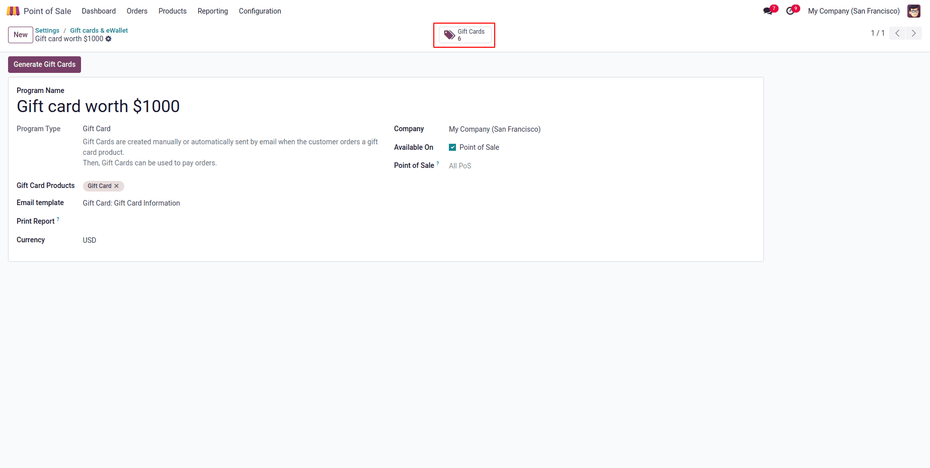 How to Set Up & Manage Gift Cards e-Wallets in Odoo 18 POS-cybrosys