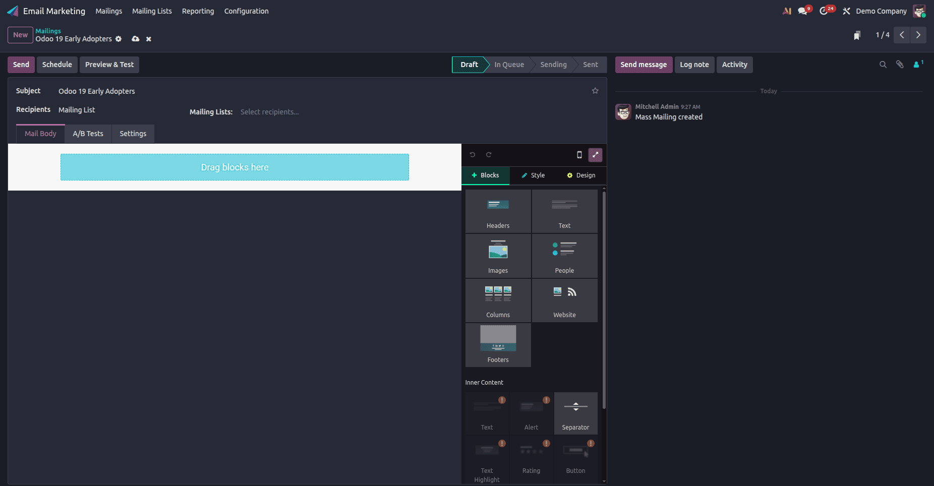 How to Set Up Mass Mailing Integration in Odoo 19-cybrosys