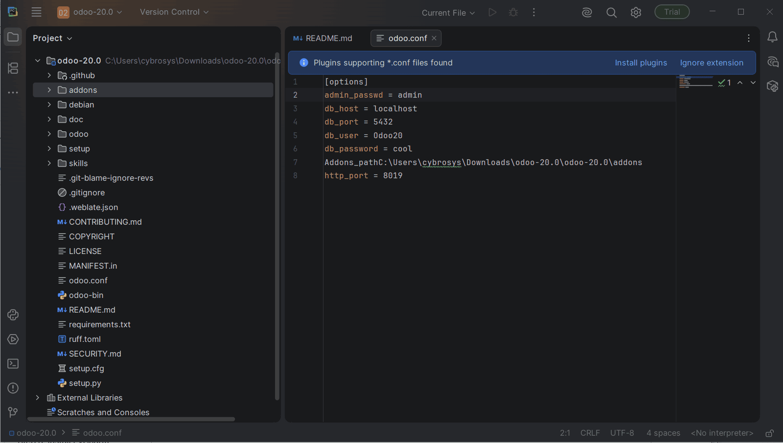 How to Set Up Odoo 20 Development Environment Using PyCharm on Windows-cybrosys