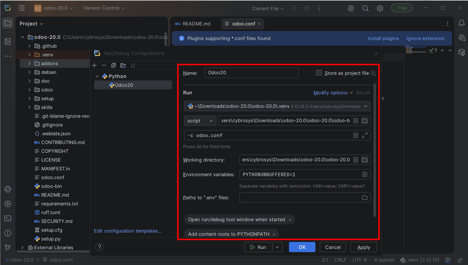 How to Set Up Odoo 20 Development Environment Using PyCharm on Windows-cybrosys