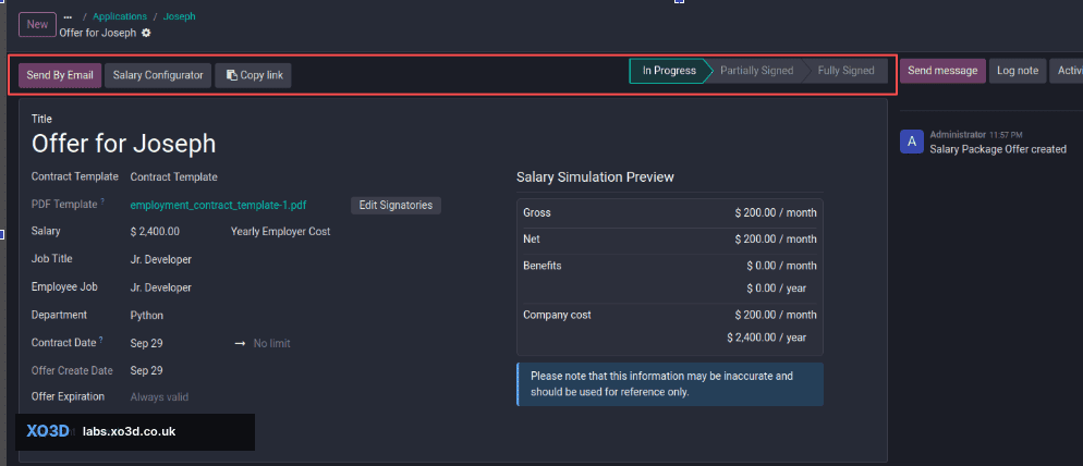 How to Set Up Offer Letters and Salary Packages in Odoo 19
