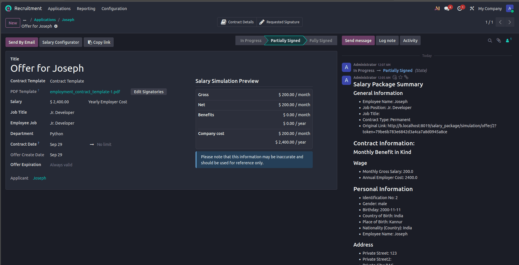 How to Set Up Offer Letters and Salary Packages in Odoo 19