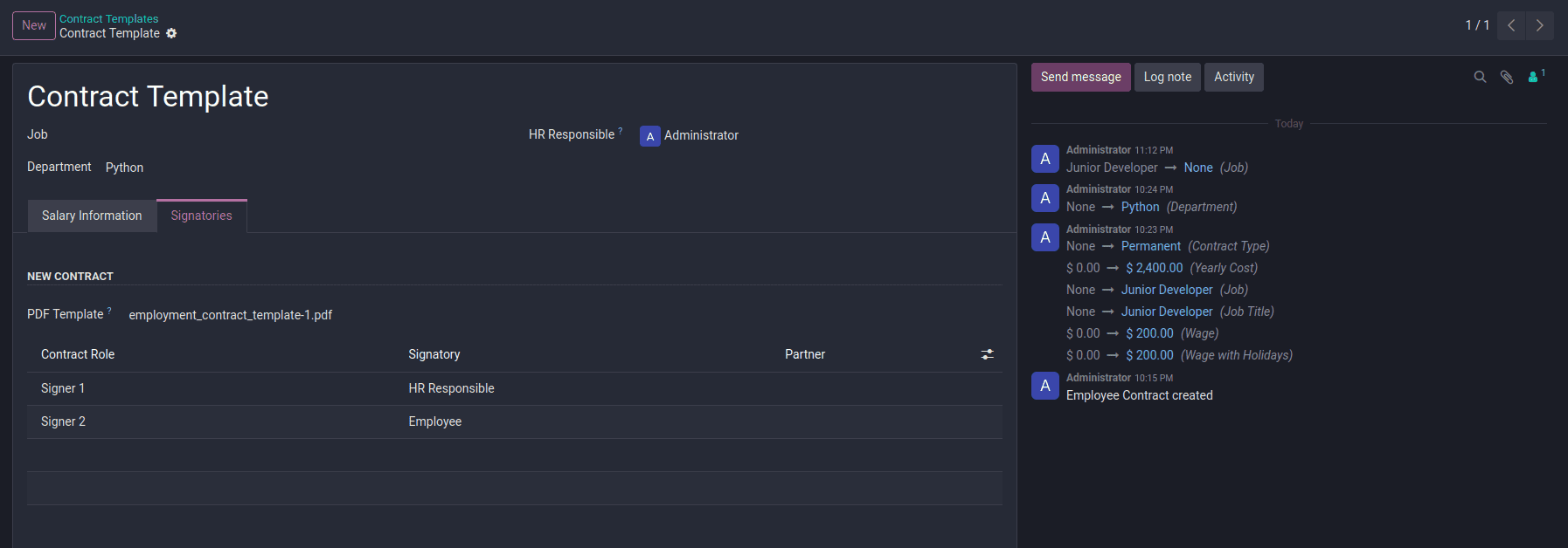 How to Set Up Offer Letters and Salary Packages in Odoo 19