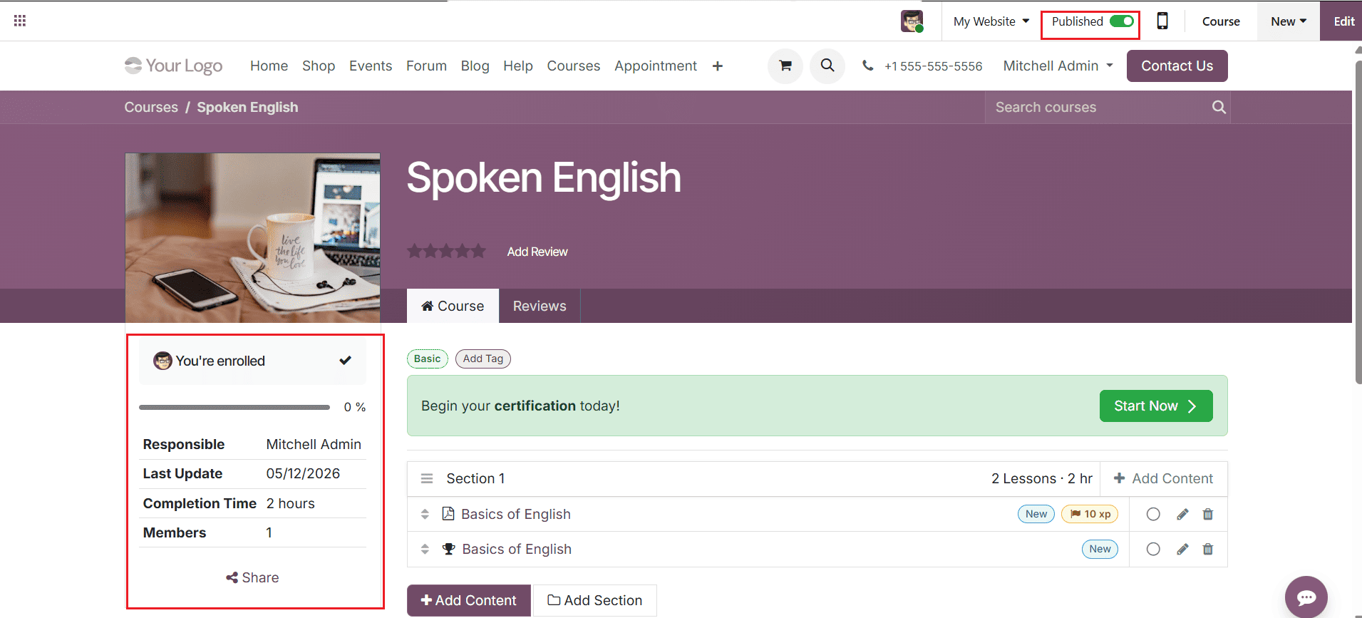 How to Set Up Online Courses in Odoo 19 eLearning-cybrosys