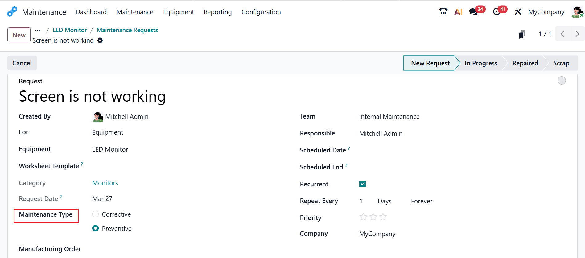 How to Set Up Preventive Maintenance in Odoo 19-cybrosys
