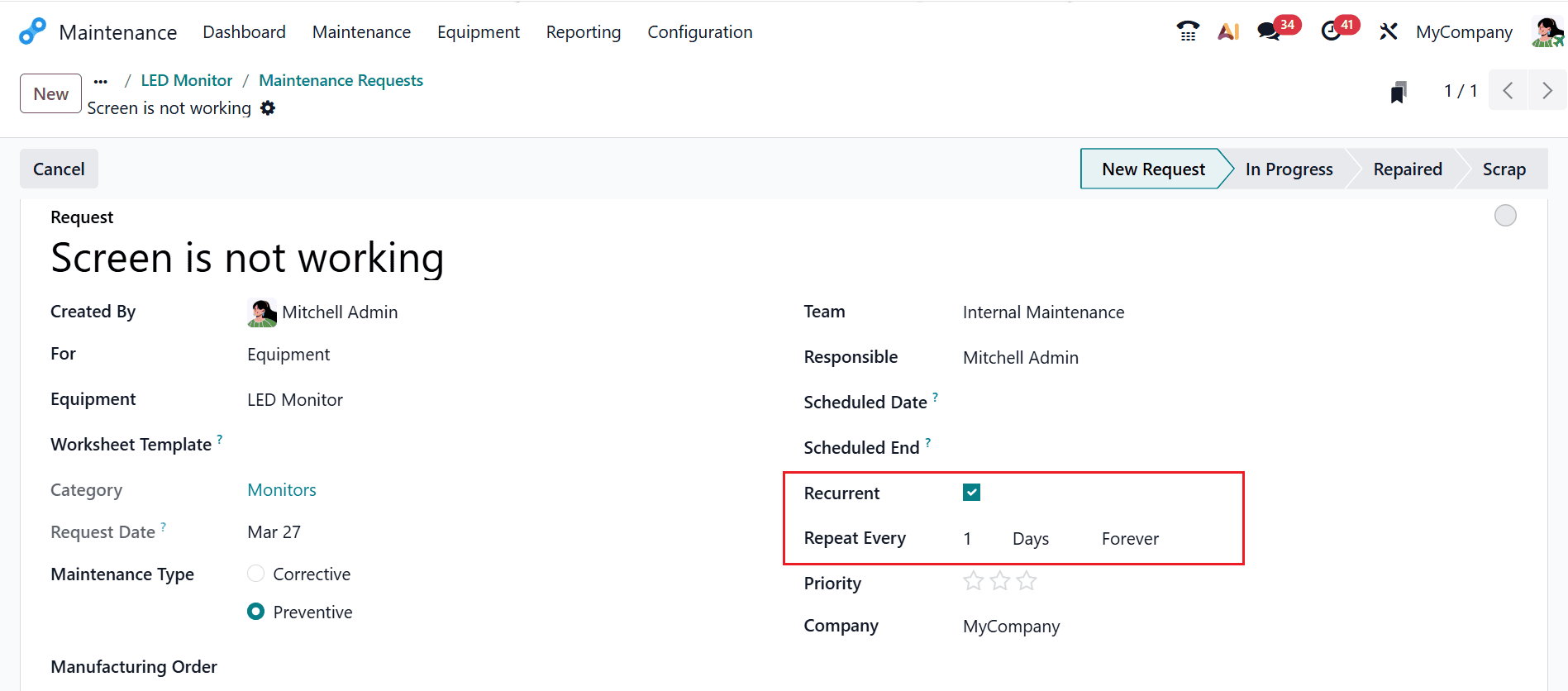 How to Set Up Preventive Maintenance in Odoo 19-cybrosys
