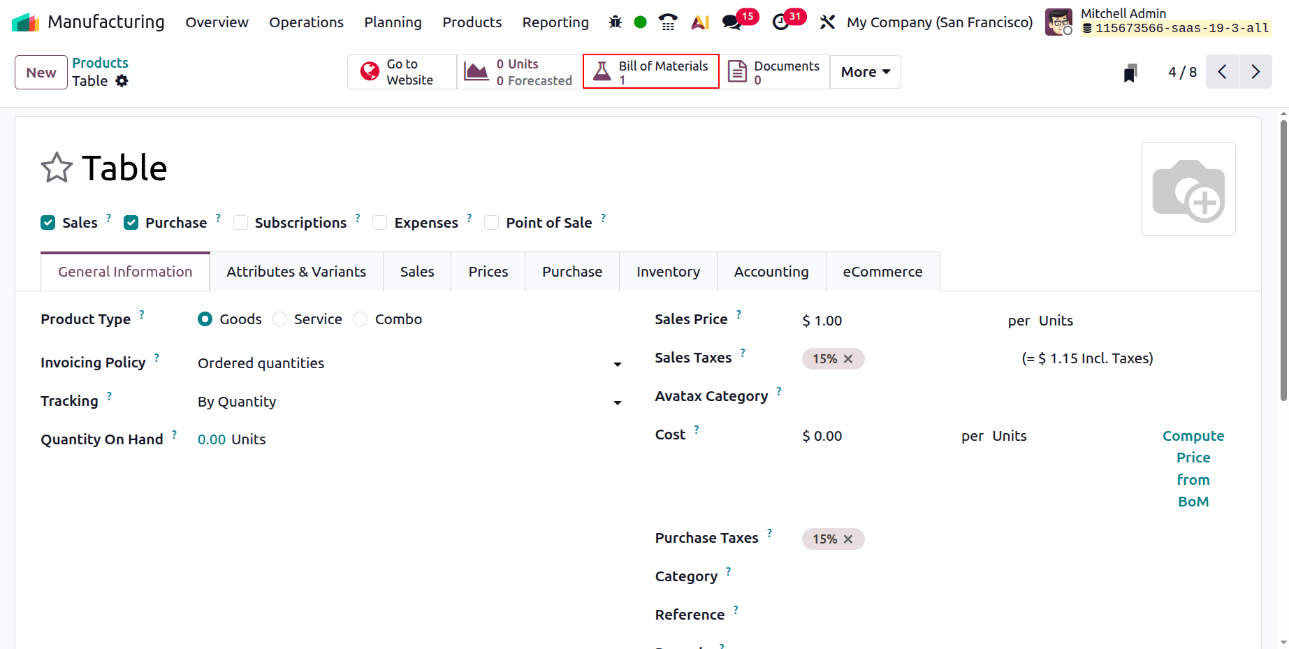 How to Set Up Products for Manufacturing in Odoo 19-cybrosys