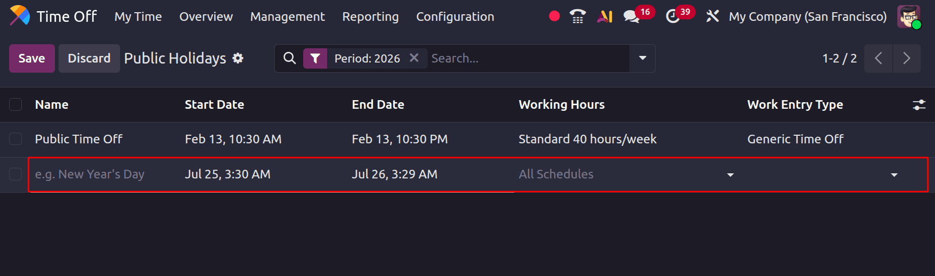 How to Set Up Public Holidays and Mandatory Leaves in Odoo 19-cybrosys