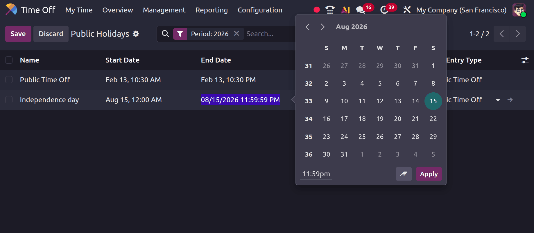 How to Set Up Public Holidays and Mandatory Leaves in Odoo 19-cybrosys