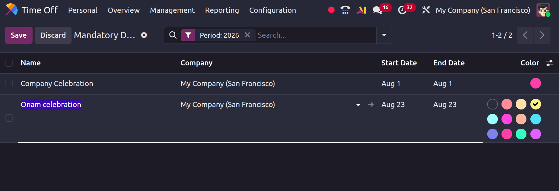 How to Set Up Public Holidays and Mandatory Leaves in Odoo 19-cybrosys