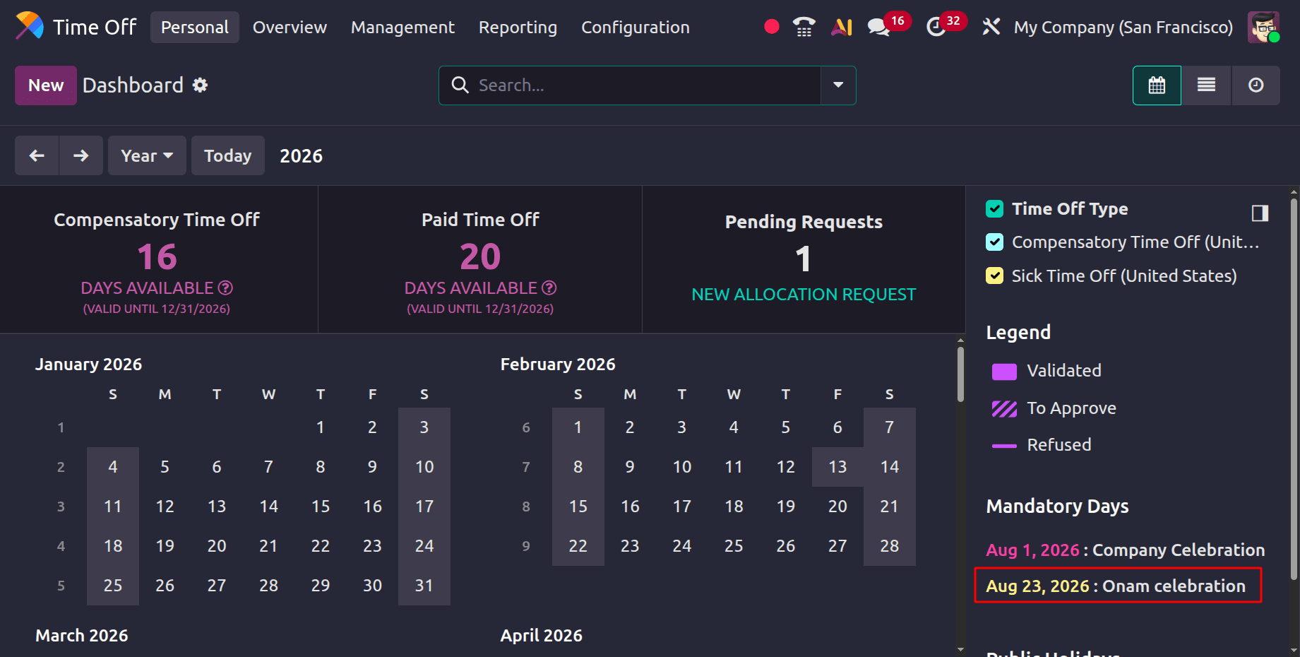 How to Set Up Public Holidays and Mandatory Leaves in Odoo 19-cybrosys