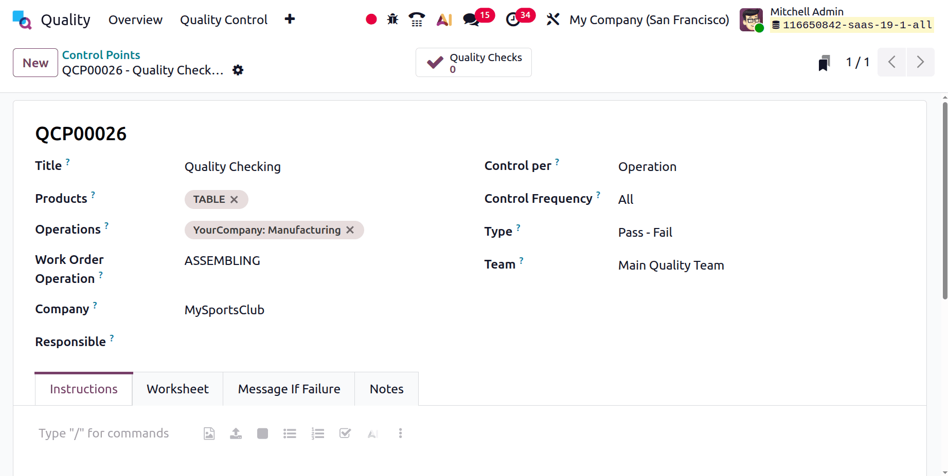How to Set Up Quality Checks on Work Orders in Odoo 19-cybrosys