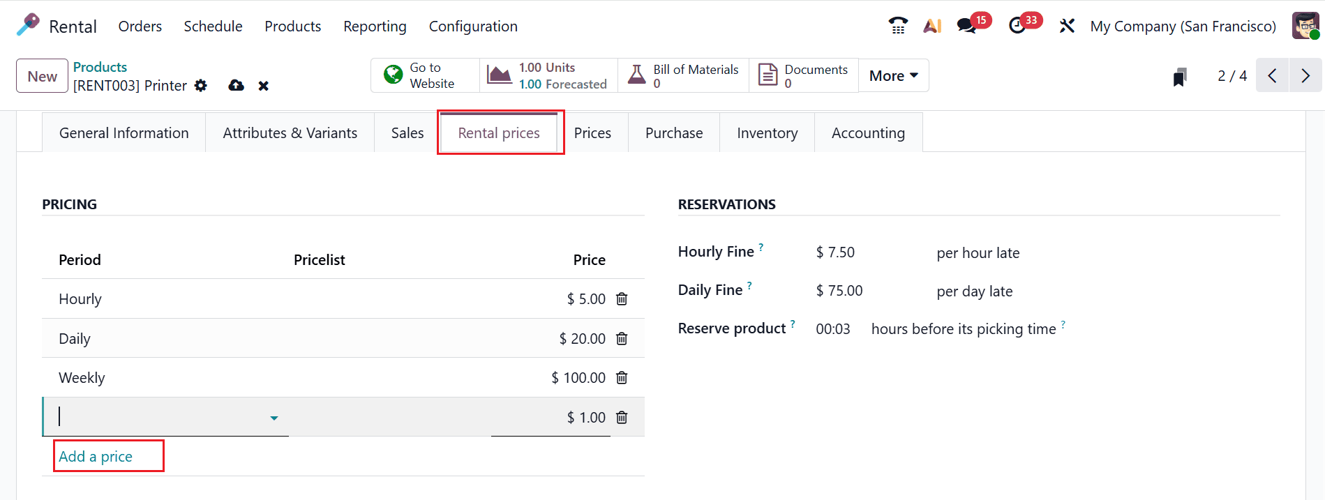 How to Set up Rental Products and Time Periods in Odoo 19-cybrosys