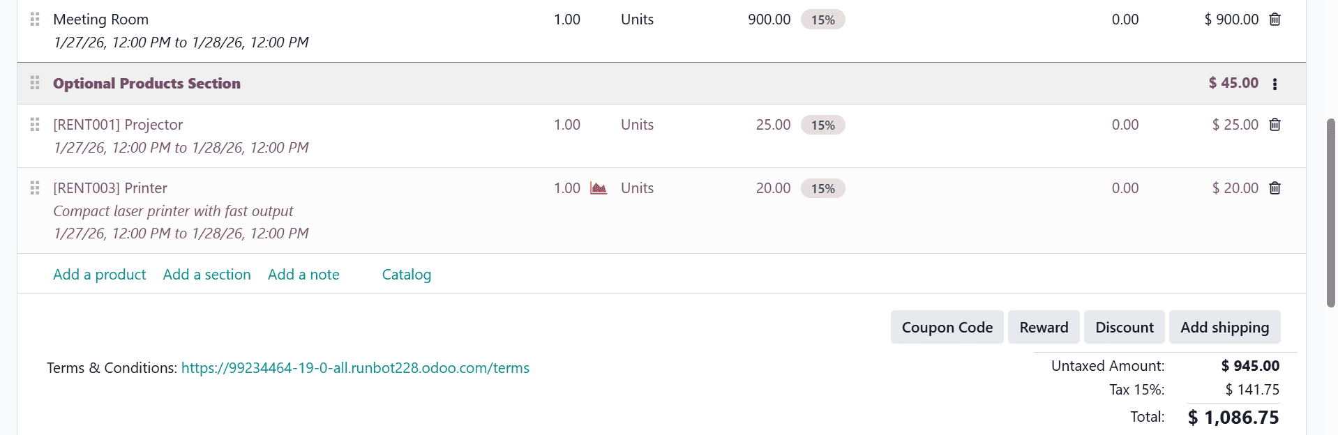 How to Set Up Rental Quotation Templates in Odoo 19-cybrosys