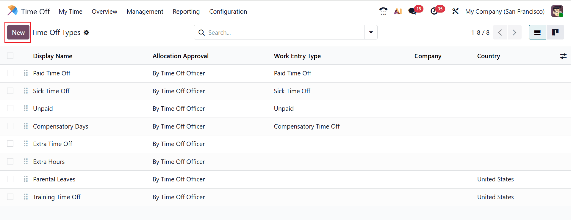 How to Set Up Time Off Types in Odoo 19-cybrosys