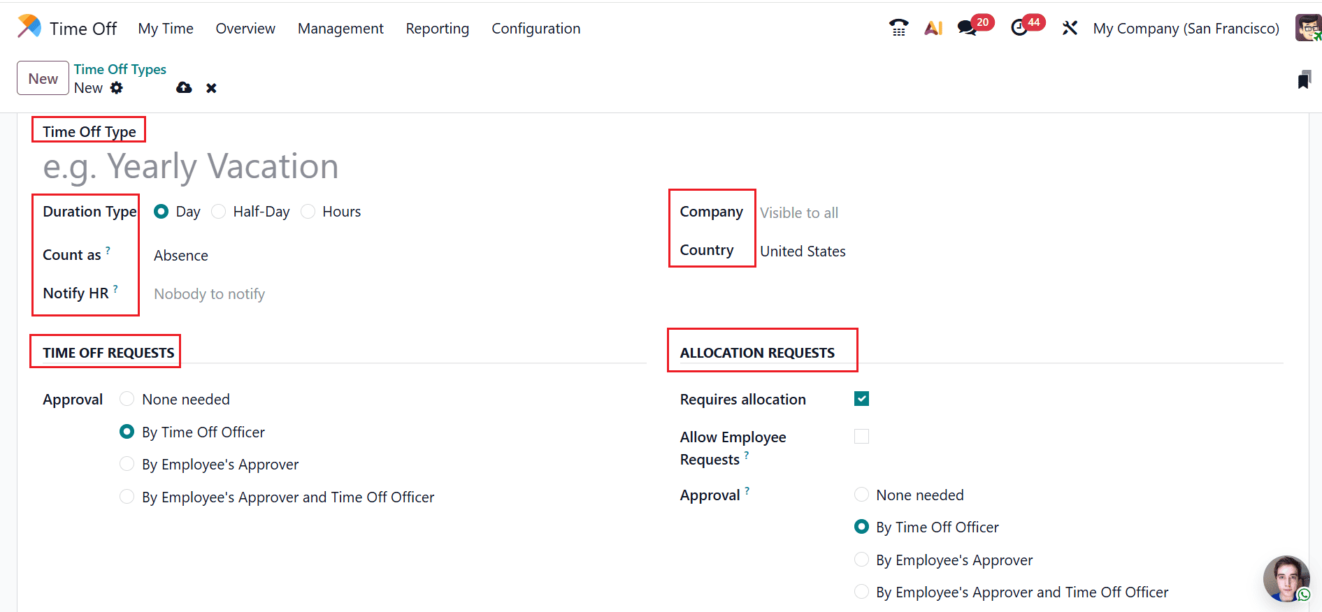 How to Set Up Time Off Types in Odoo 19-cybrosys