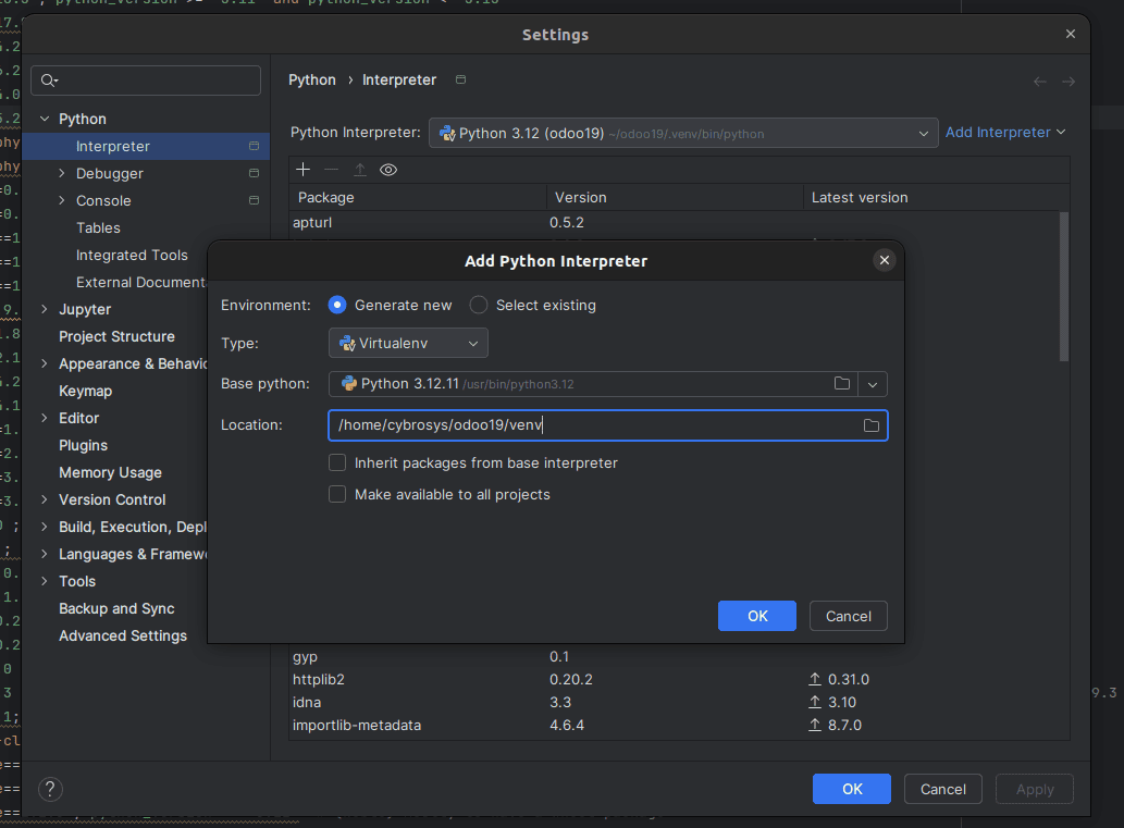 How to setup Odoo 19 development environment using pycharm in ubuntu-cybrosys