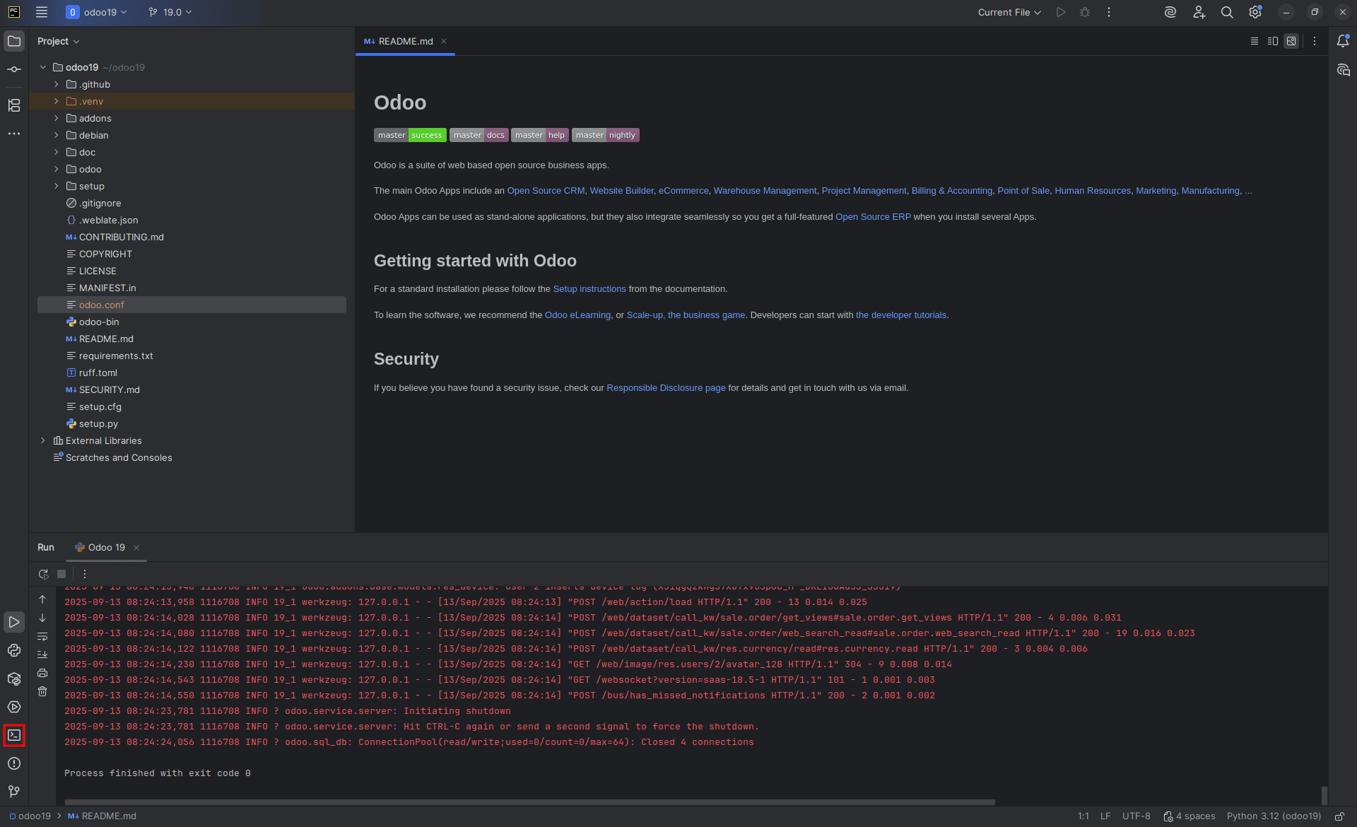 How to setup Odoo 19 development environment using pycharm in ubuntu-cybrosys