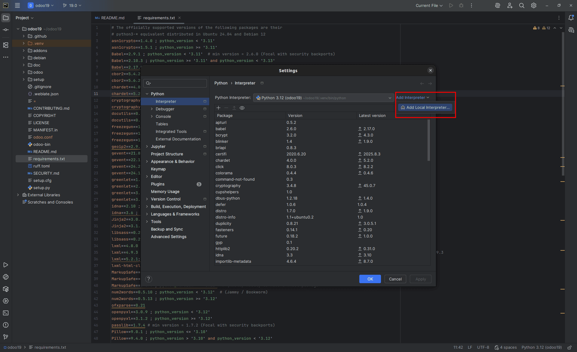 How to setup Odoo 19 development environment using pycharm in ubuntu-cybrosys