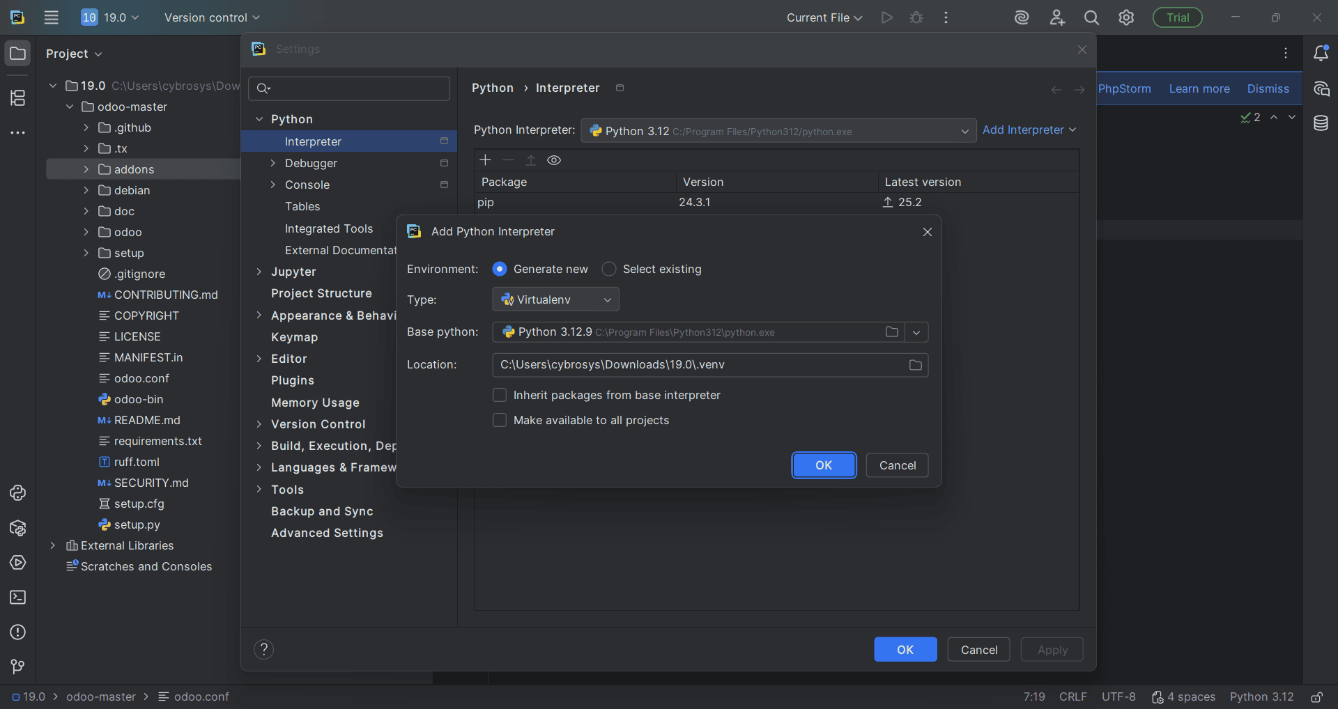 How to Setup Odoo 19 Development Environment Using Pycharm in Windows-cybrosys