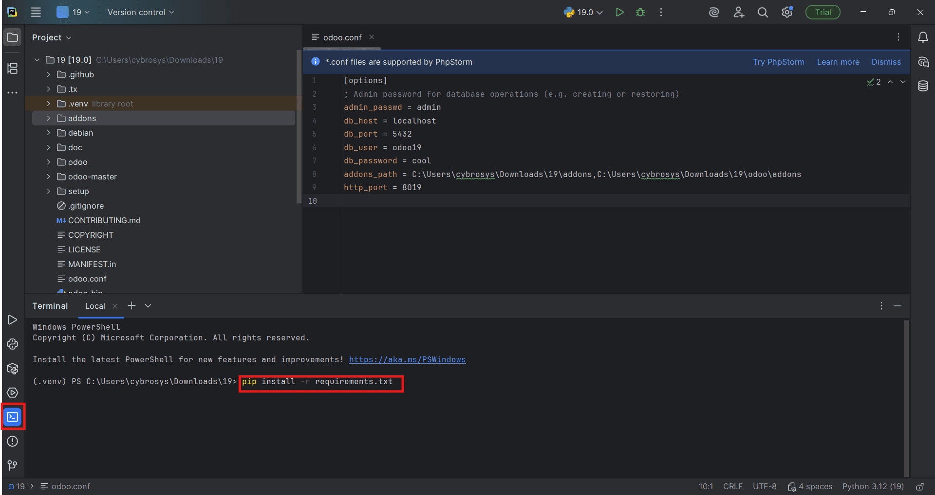 How to Setup Odoo 19 Development Environment Using Pycharm in Windows-cybrosys