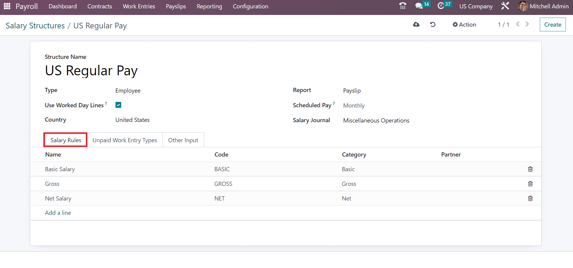 How to Setup Payslip for a US Company Using Odoo 16 Payroll?-cybrosys