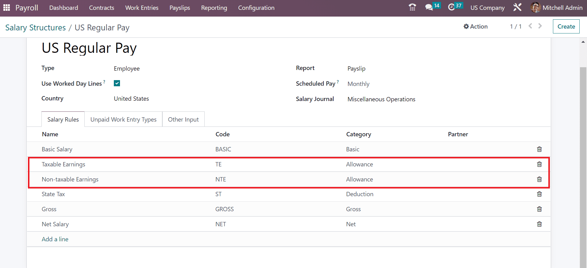 How to Setup Payslip for a US Company Using Odoo 16 Payroll?-cybrosys