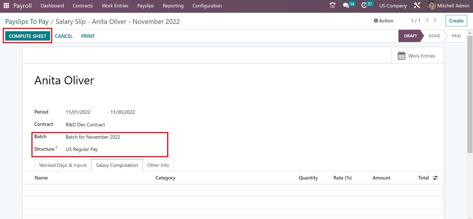 How to Setup Payslip for a US Company Using Odoo 16 Payroll?-cybrosys