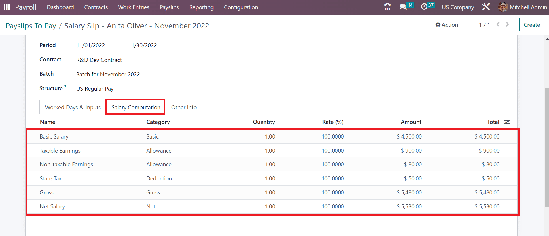 How to Setup Payslip for a US Company Using Odoo 16 Payroll?-cybrosys