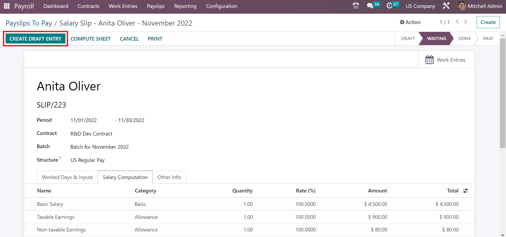 How to Setup Payslip for a US Company Using Odoo 16 Payroll?-cybrosys