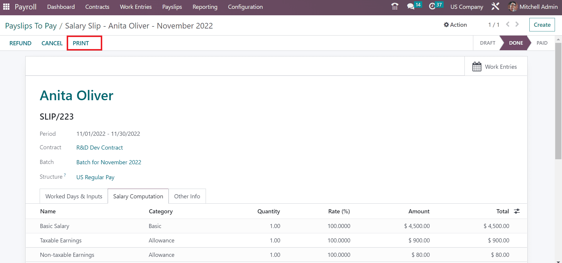 How to Setup Payslip for a US Company Using Odoo 16 Payroll?-cybrosys