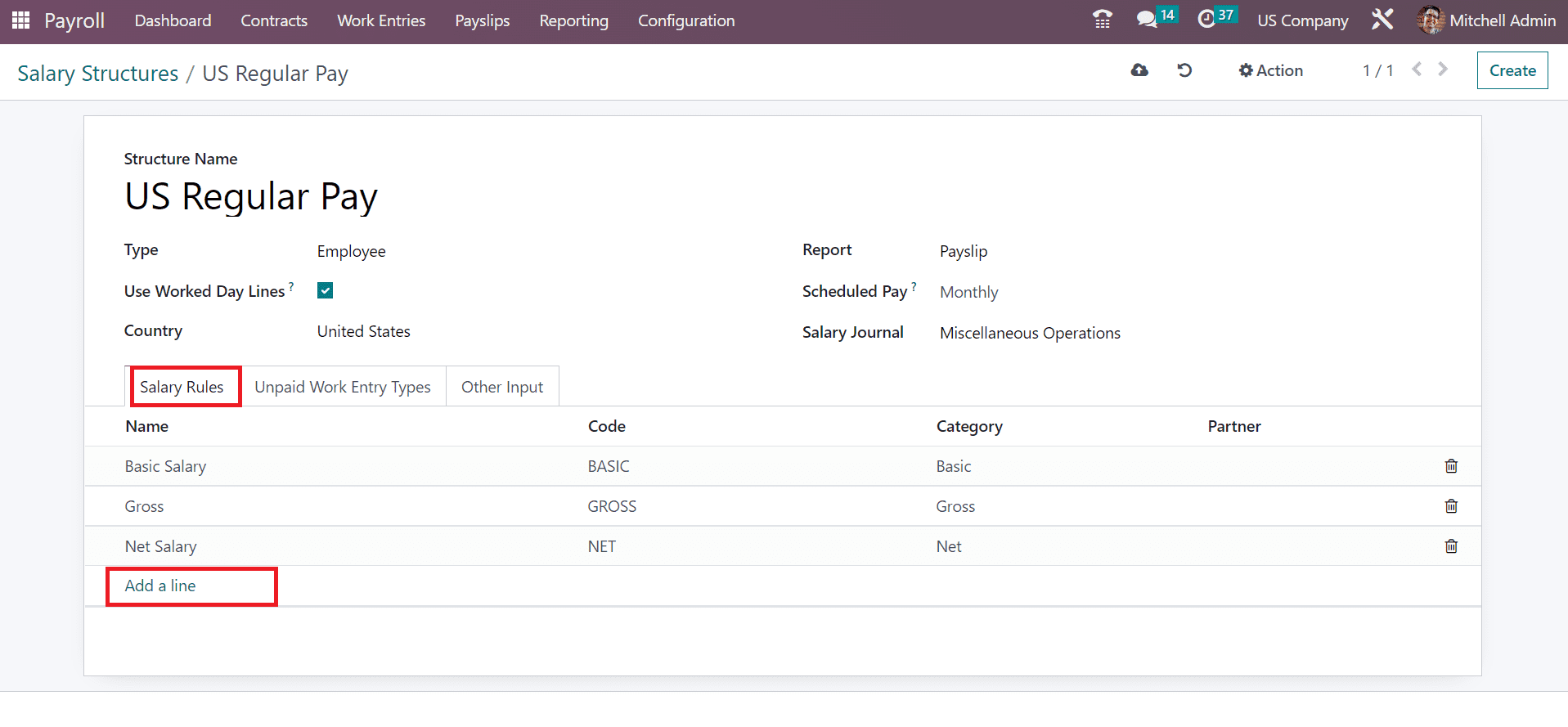 How to Setup Payslip for a US Company Using Odoo 16 Payroll?-cybrosys