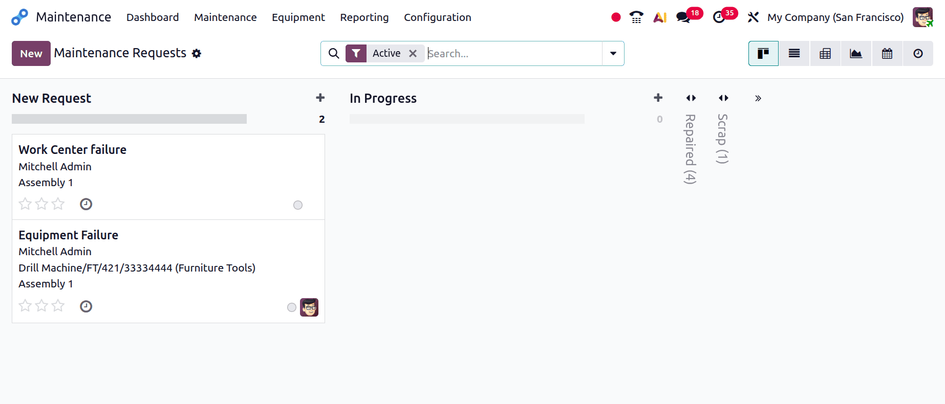 How to Submit Maintenance Requests for Failed Production Equipment in Odoo 19-cybrosys