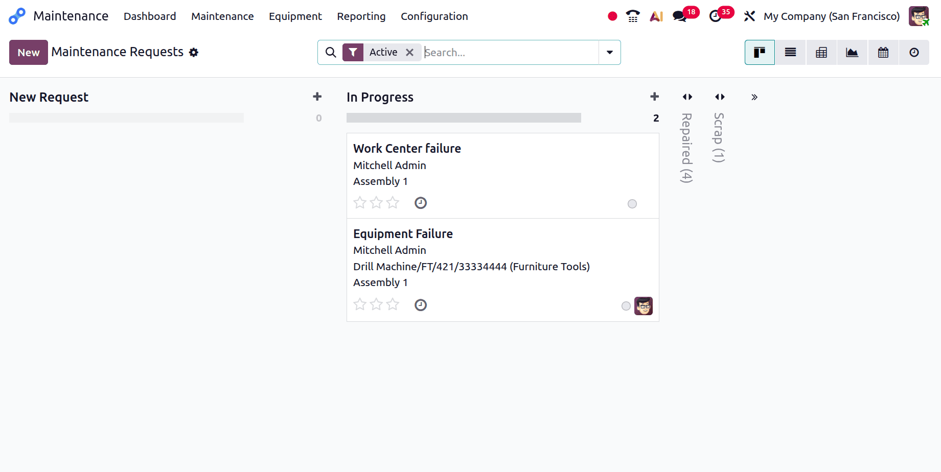 How to Submit Maintenance Requests for Failed Production Equipment in Odoo 19-cybrosys
