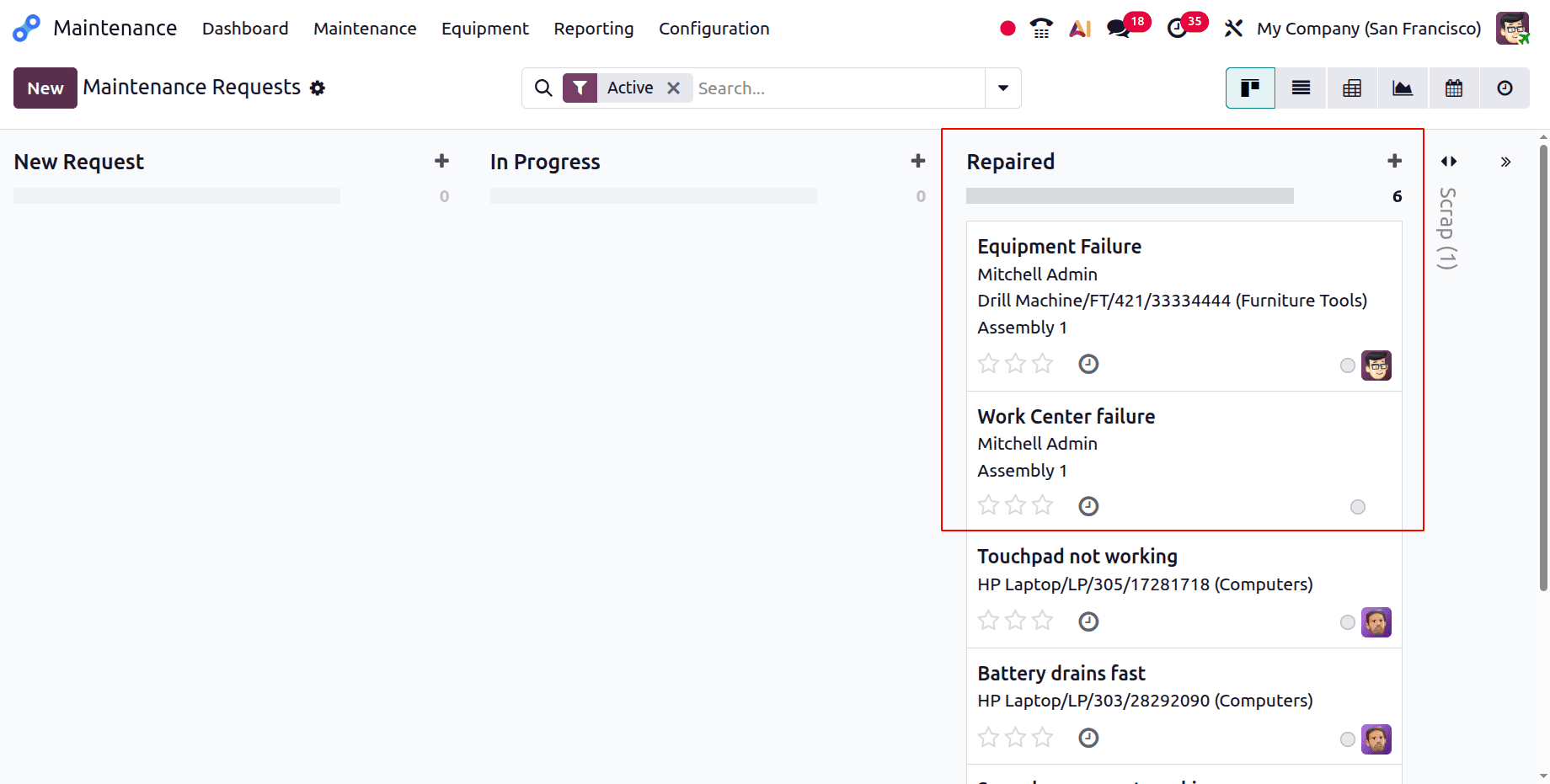 How to Submit Maintenance Requests for Failed Production Equipment in Odoo 19-cybrosys
