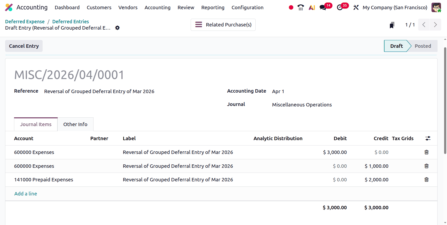 How to Track Deferred Expense Entries in Odoo 19 Accounting-cybrosys