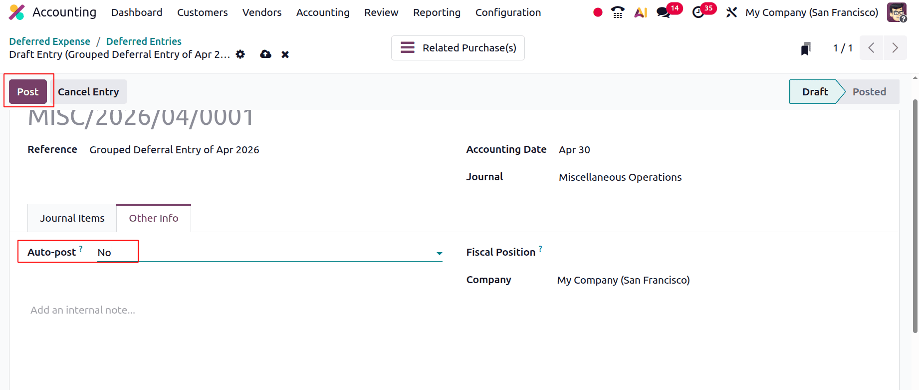 How to Track Deferred Expense Entries in Odoo 19 Accounting-cybrosys