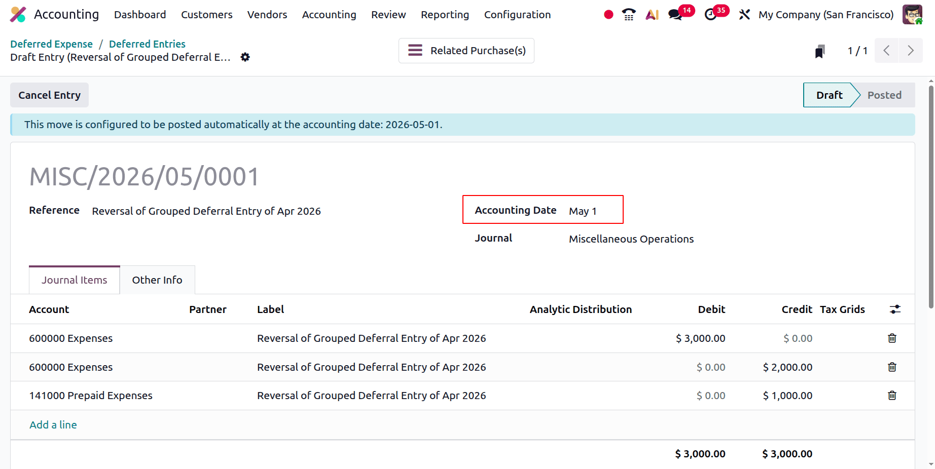 How to Track Deferred Expense Entries in Odoo 19 Accounting-cybrosys