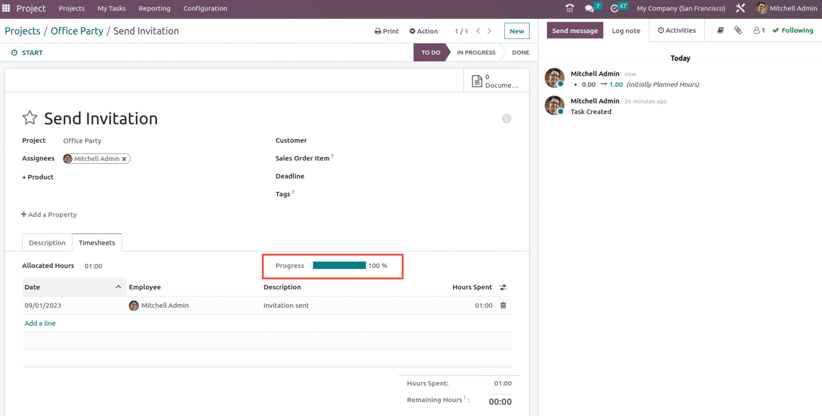 How to Track Time Spent on the Tasks With Odoo 16 Project App-cybrosys