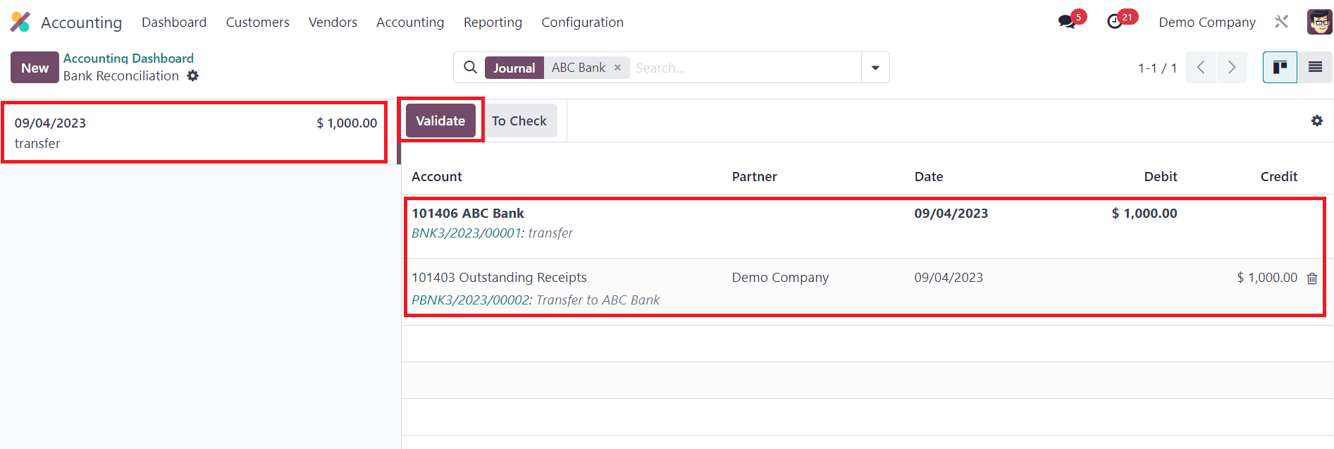 How to Transfer Cash Between Accounts in Odoo 16 Accounting-cybrosys