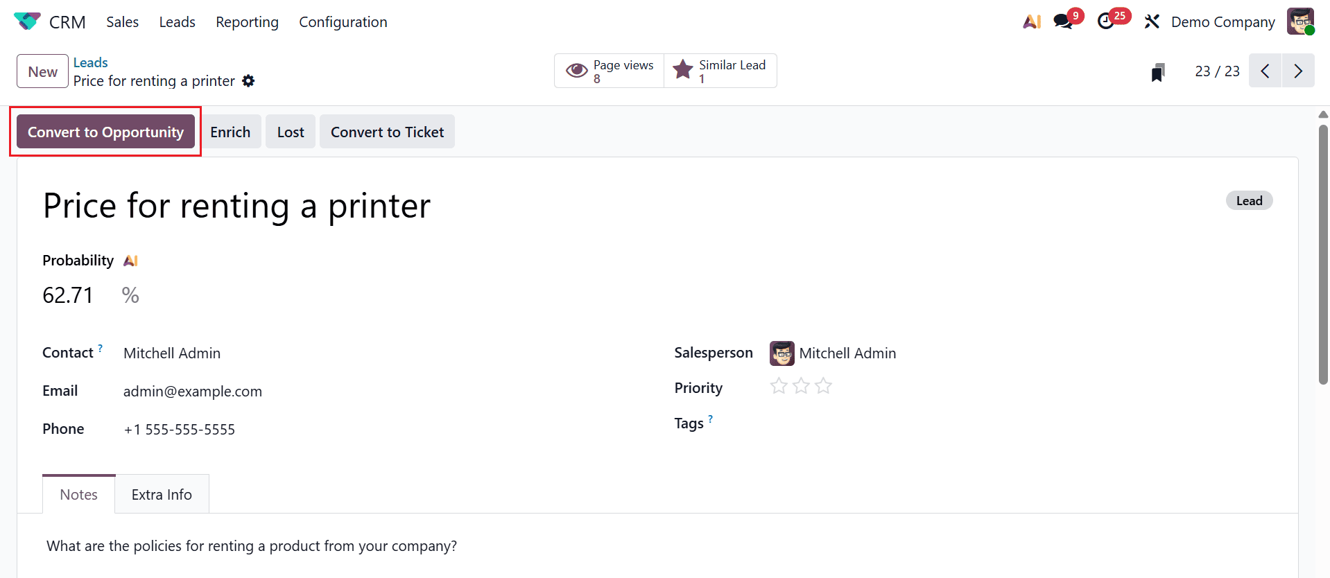 How to turn Leads into Rental Requests in Odoo 19-cybrosys