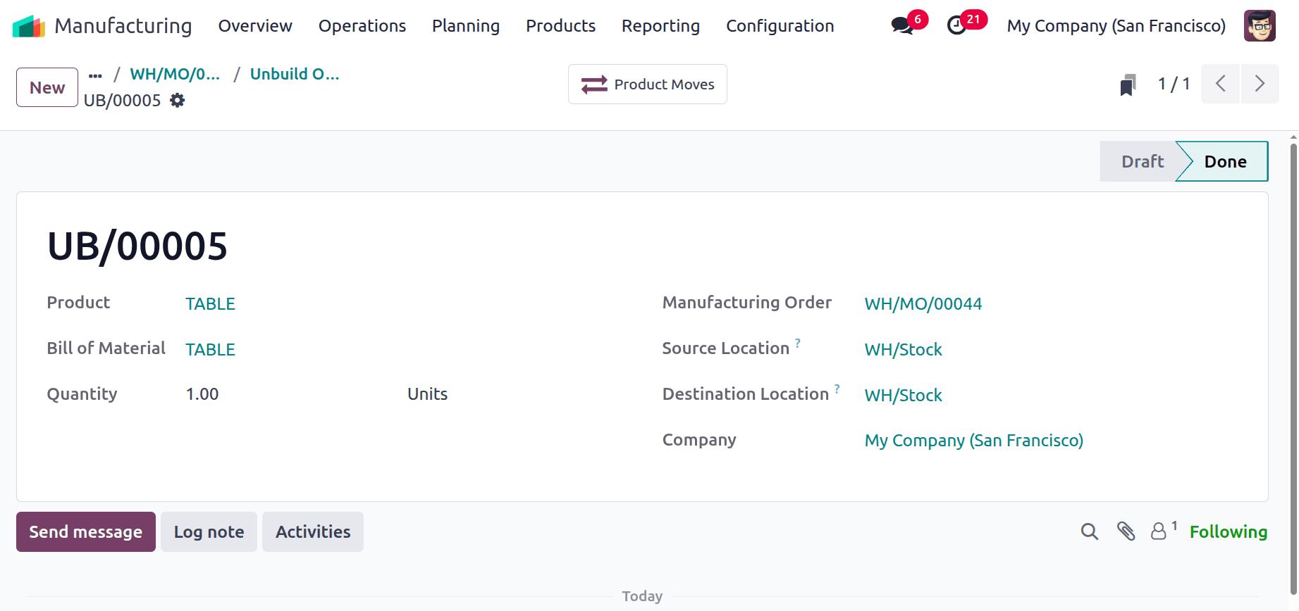 How to Unbuild a Manufacturing Order in Odoo 18-cybrosys