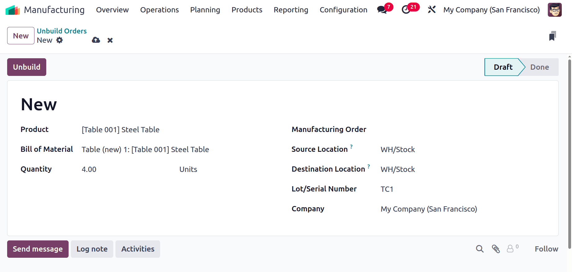 How to Unbuild a Manufacturing Order in Odoo 18-cybrosys