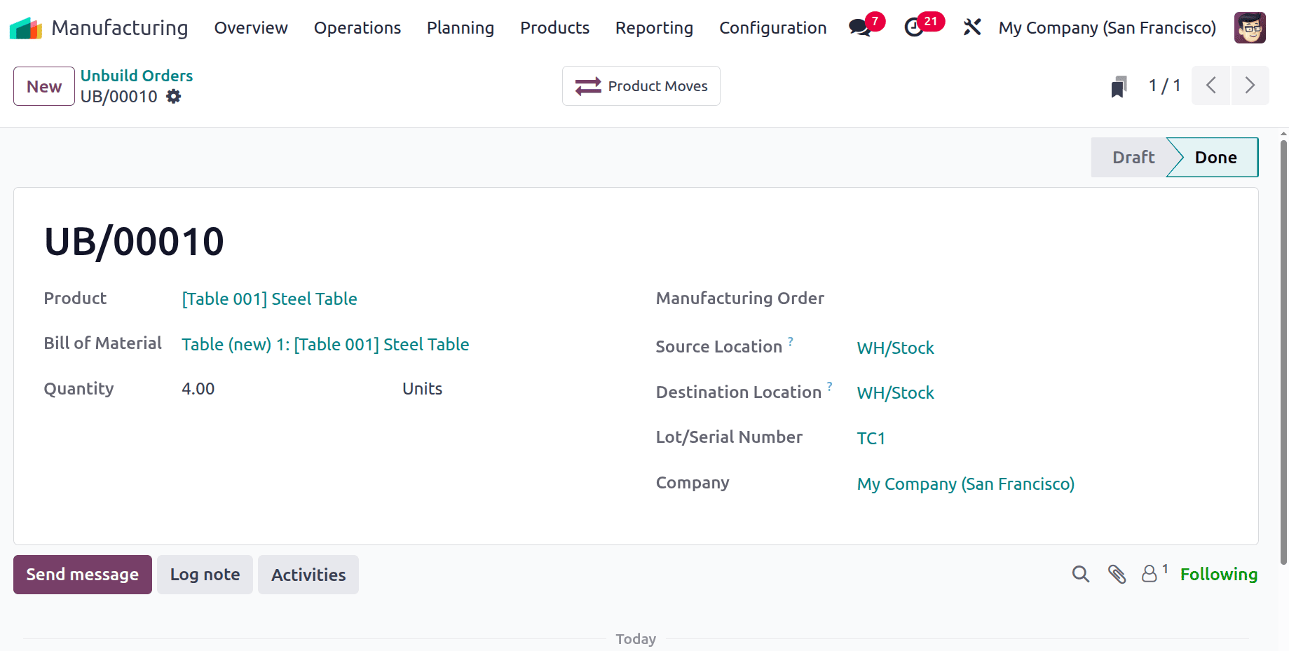 How to Unbuild a Manufacturing Order in Odoo 18-cybrosys