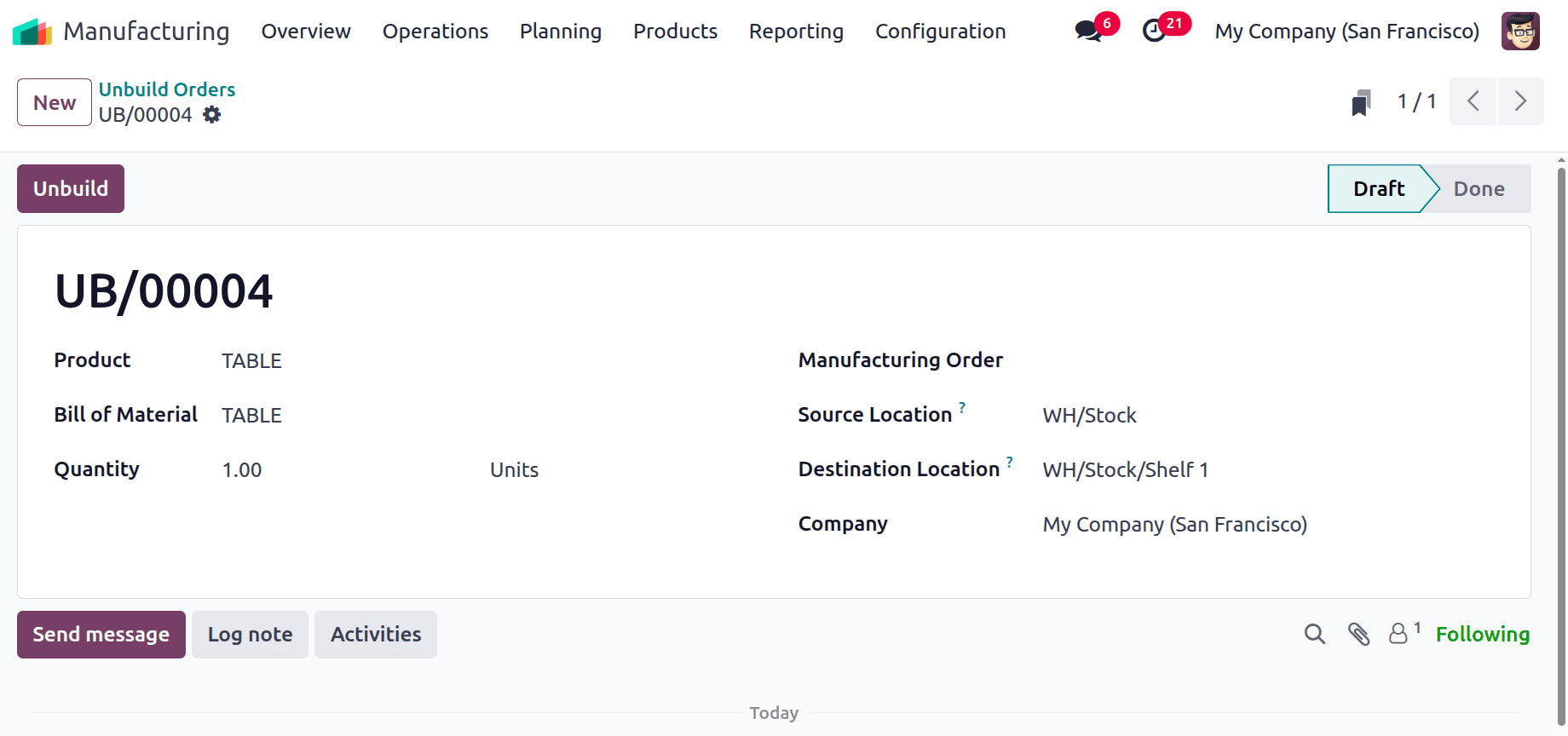 How to Unbuild a Manufacturing Order in Odoo 18-cybrosys