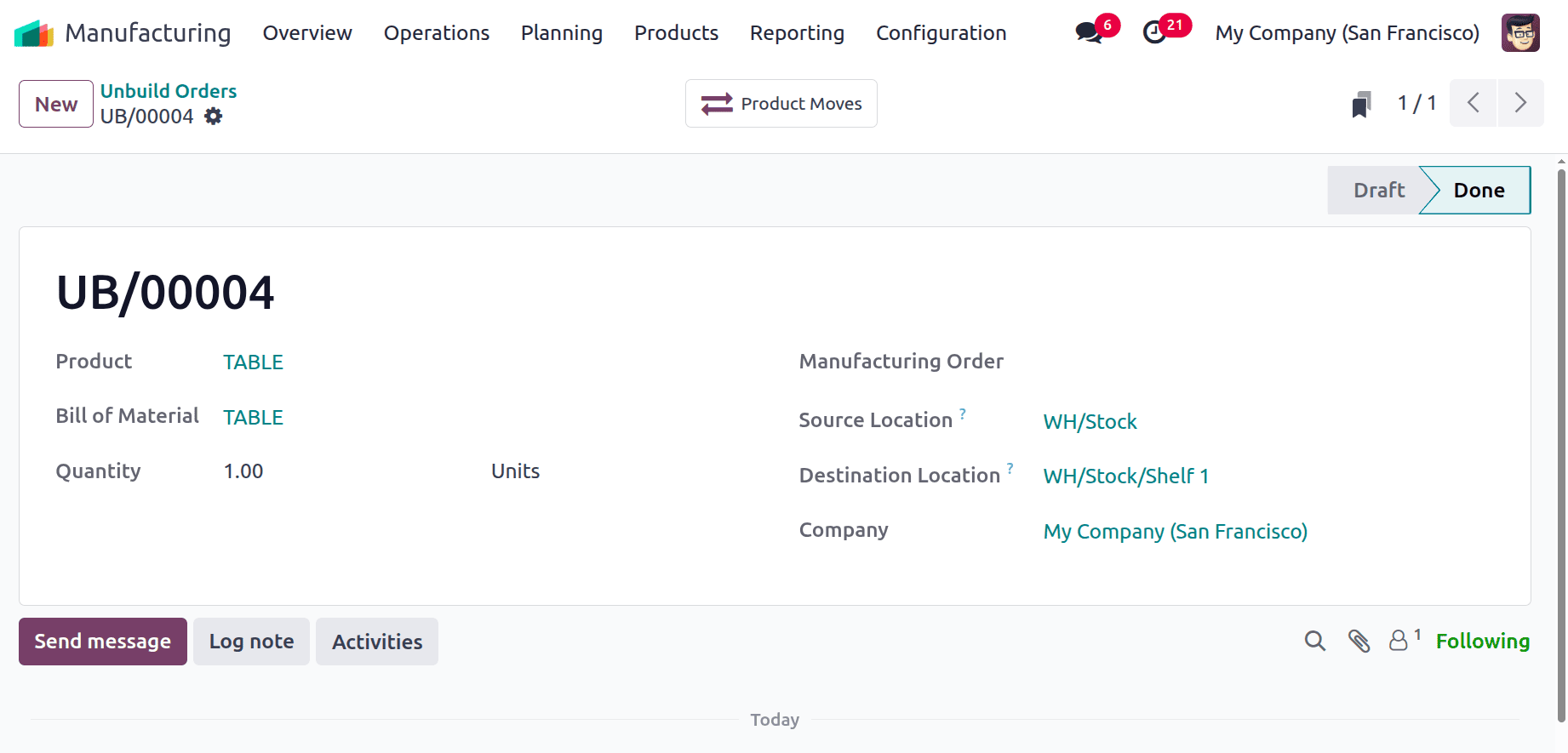How to Unbuild a Manufacturing Order in Odoo 18-cybrosys