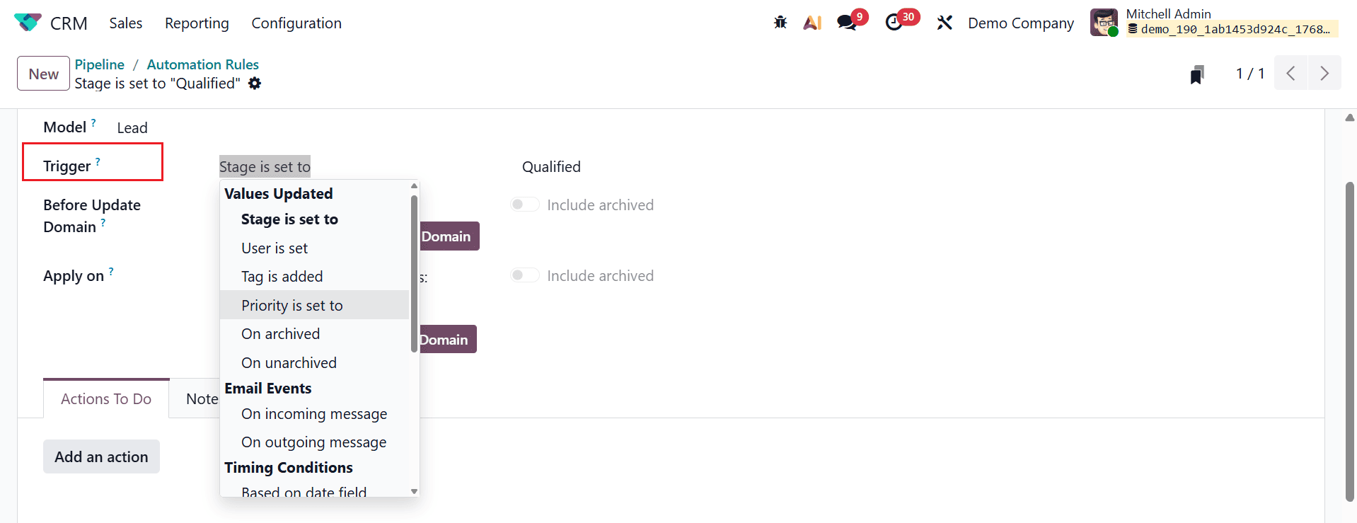 How to Use Automation Rules to Manage CRM Stages in Odoo 19-cybrosys