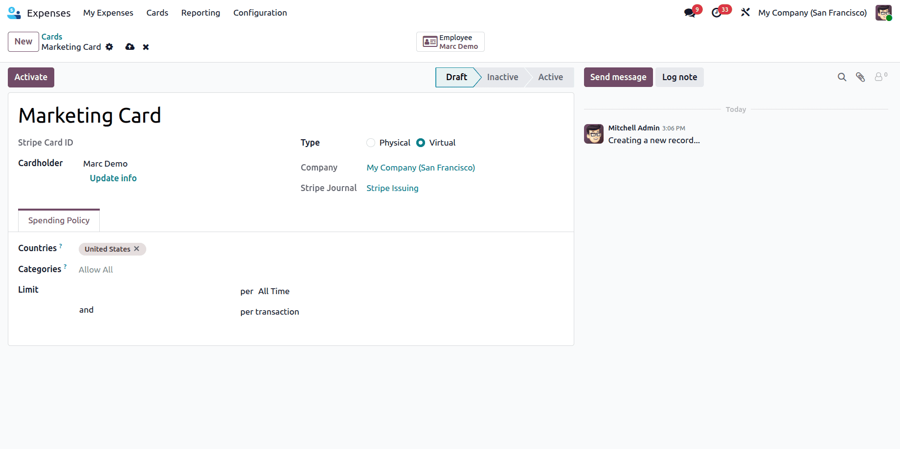 How to Use Employee Expense Cards in Odoo 19-cybrosys